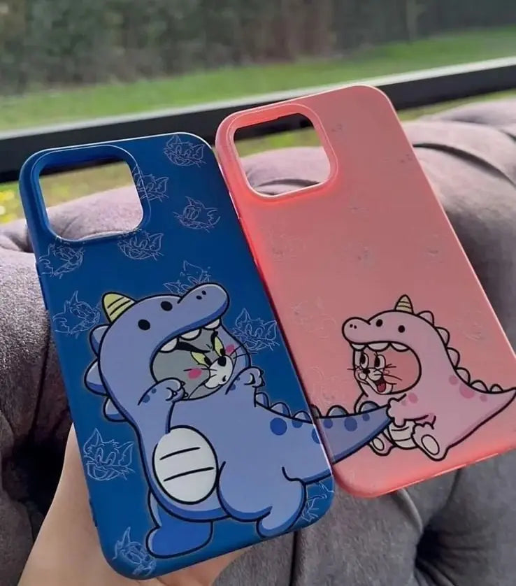 Tom Jerry Dinazor Sevgili Couple Şeffaf&Lansman Baskılı Tpu Koruyucu Kılıf
