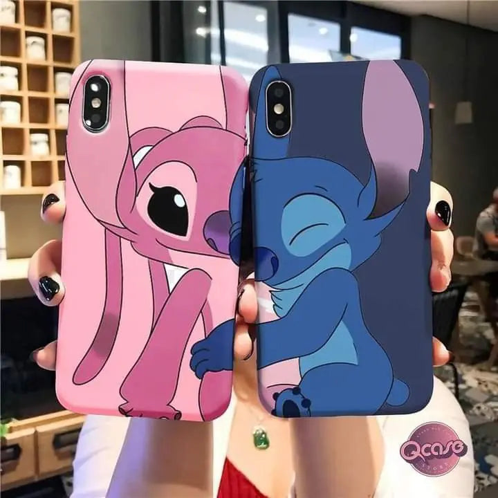 Stitch & Angel Baskılı Sevgili Couple Şeffaf&Lansman Tpu Koruyucu Kılıflar