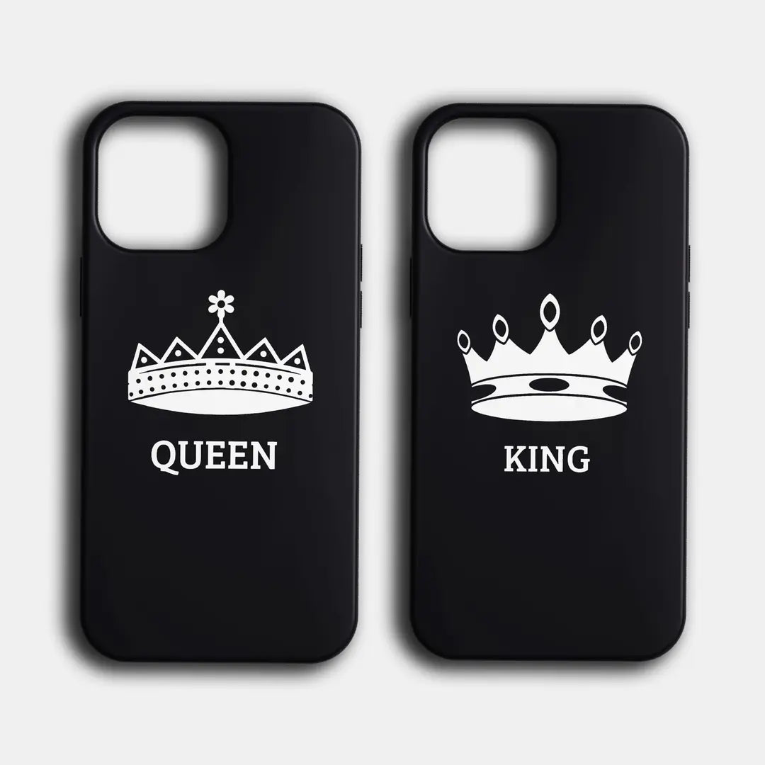 Queen & King Baskılı Sevgili Couple Lansman&Şeffaf Tpu Koruyucu Kılıflar