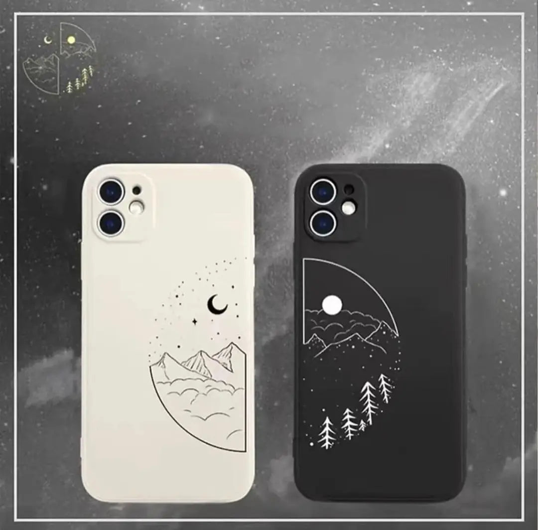 SUN - MOON 02 BASKILI LANSMNA SEVGİLİ COUPLE KILIF