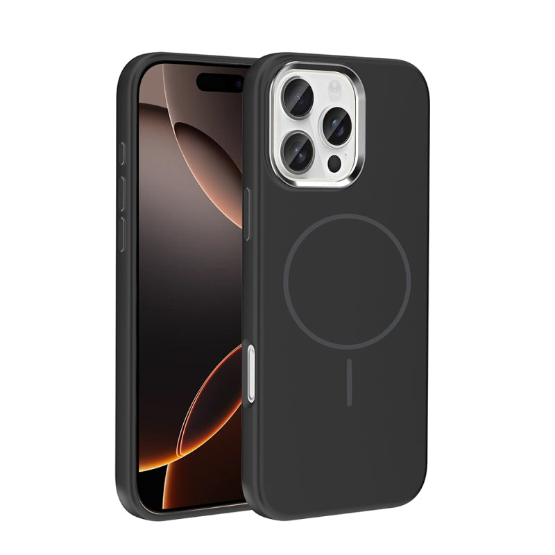 iPhone 16 Pro Kılıf M-Safe Şarj Özellikli Metal Kamera Çerçeveli Edi Silikon Kapak
