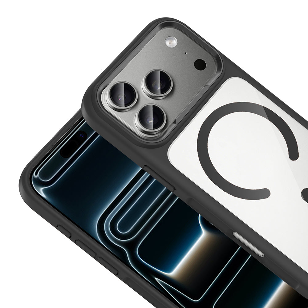 Apple iPhone 17 Pro Kılıf M-Safe Şarj Özellikli Metal Kamera Çerçeveli Tiko Kapak