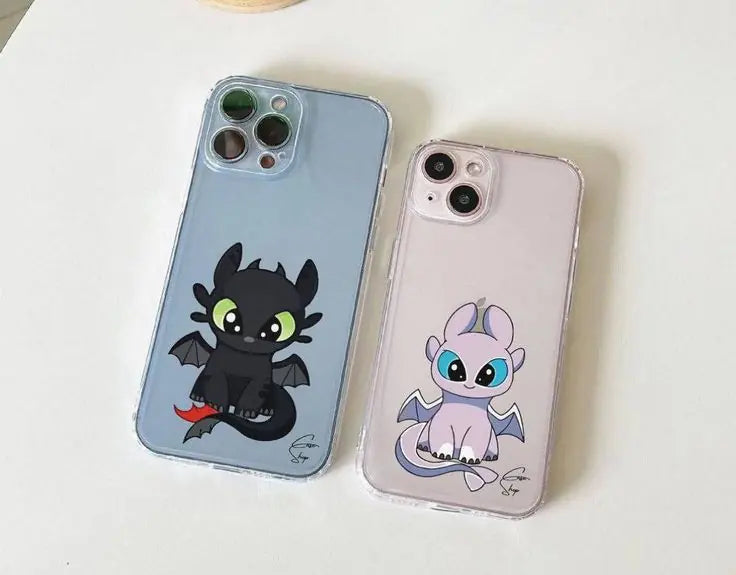 Yavru Ejderhalar Baskılı Couple Şeffaf Tpu Kılıflar