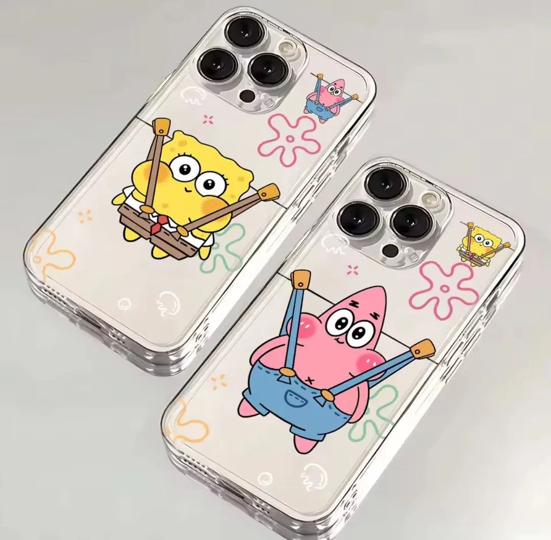 SPONGE BOB & PATRİCK BASKILI ŞEFFAF COUPLE BFF TPU KORUYUCU KILIFLAR