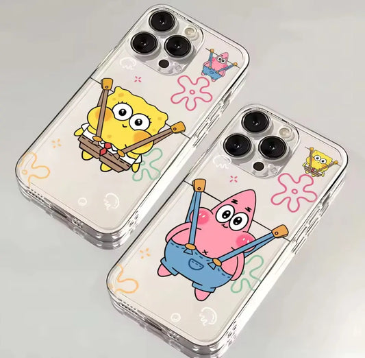 SPONGE BOB & PATRİCK BASKILI ŞEFFAF COUPLE BFF TPU KORUYUCU KILIFLAR
