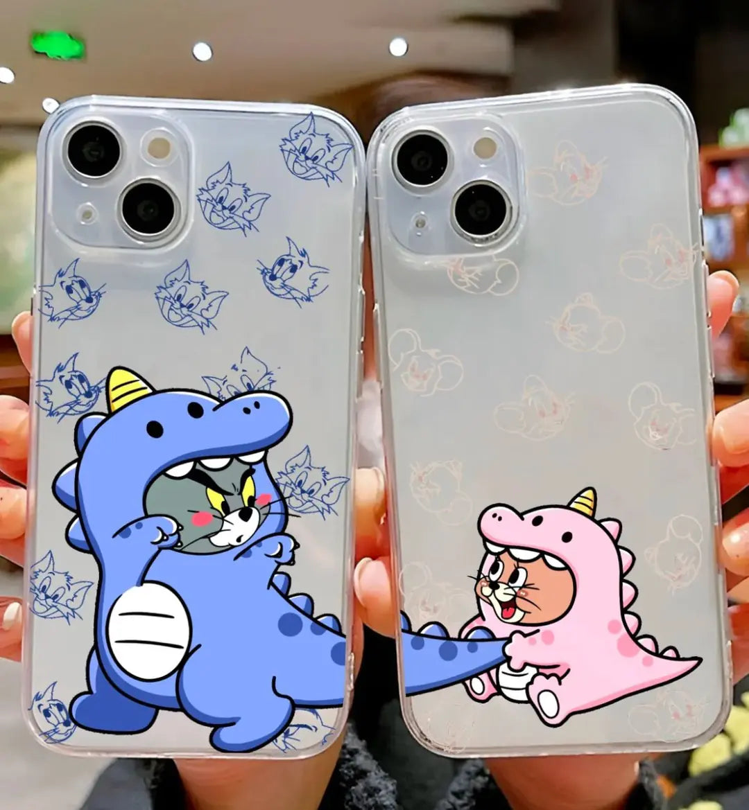 Tom Jerry Dinazor Sevgili Couple Şeffaf&Lansman Baskılı Tpu Koruyucu Kılıf