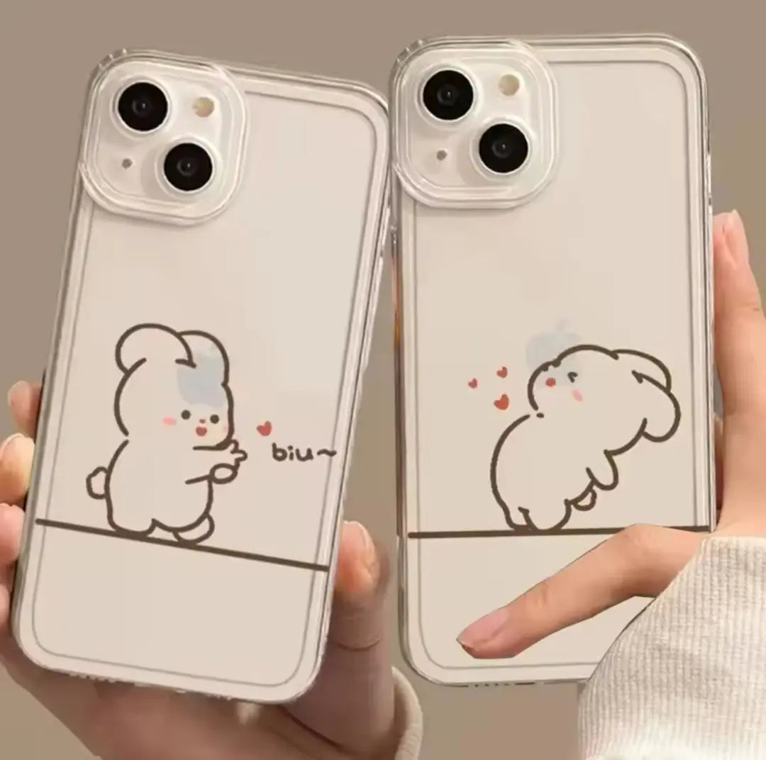 SEVİMLİ TAVŞANLAR SEVGİLİ COUPLE BFF ŞEFFAF TPU KILIFLAR