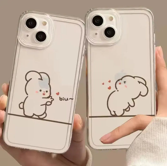 SEVİMLİ TAVŞANLAR SEVGİLİ COUPLE BFF ŞEFFAF TPU KILIFLAR