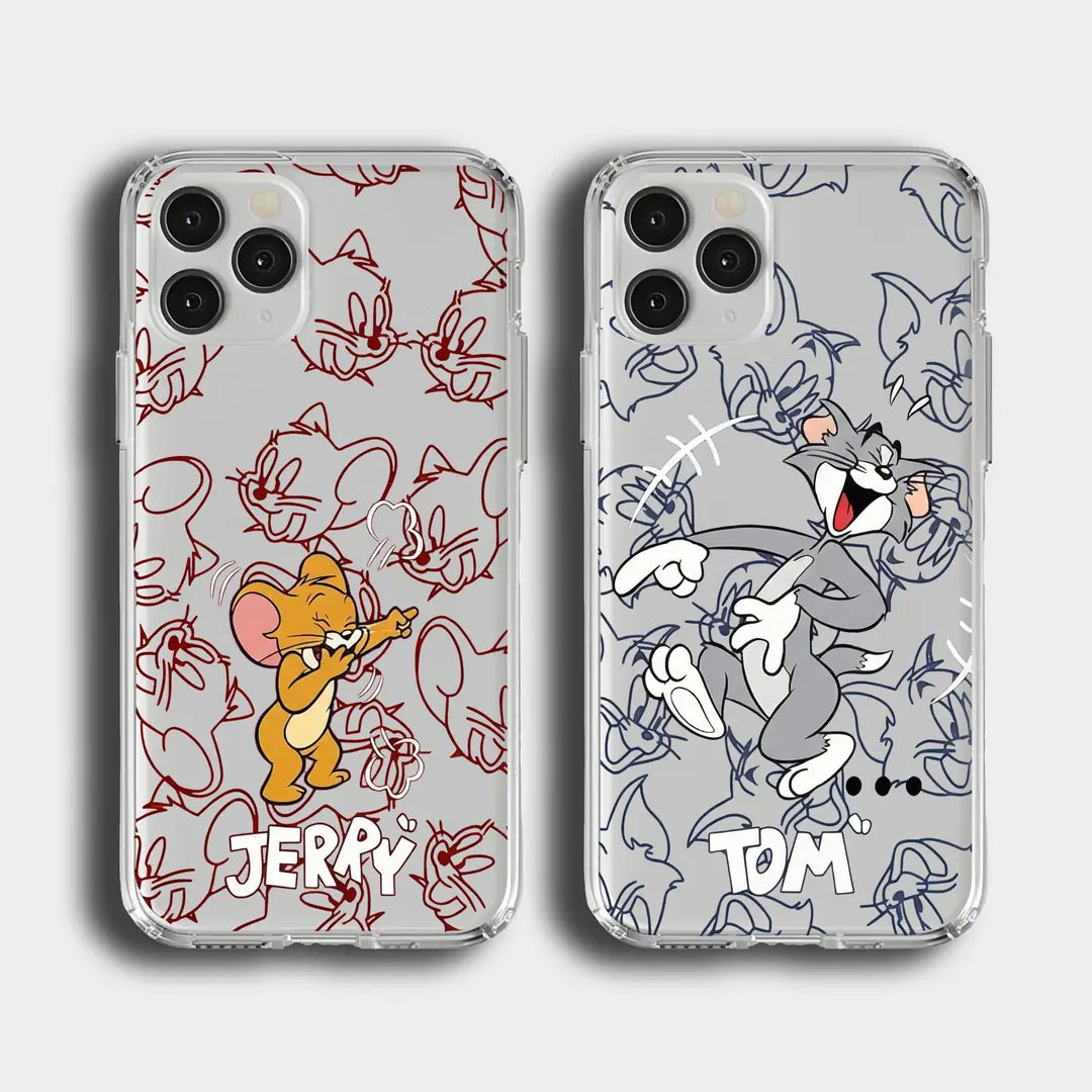 Tom & Jerry Baskılı Sevgili Couple Lansman&Şeffaf Tpu Koruyucu Kılıflar