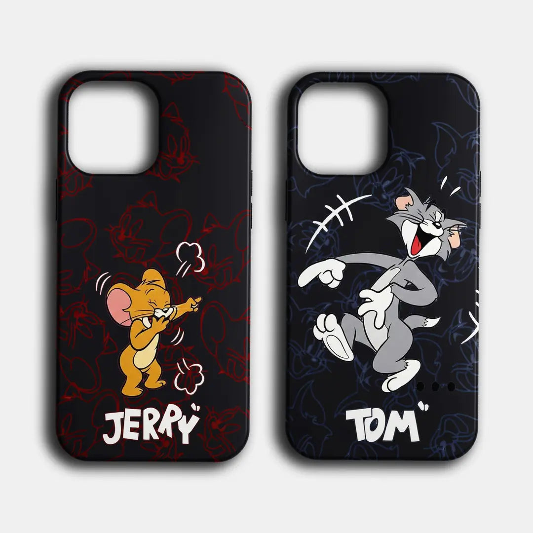 Tom & Jerry Baskılı Sevgili Couple Lansman&Şeffaf Tpu Koruyucu Kılıflar